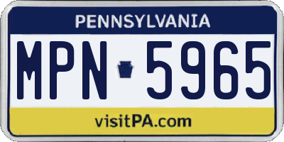 PA license plate MPN5965