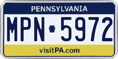 PA license plate MPN5972