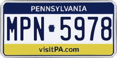 PA license plate MPN5978