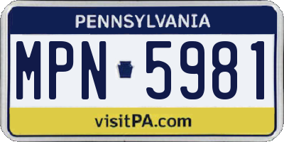 PA license plate MPN5981