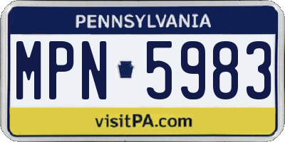PA license plate MPN5983