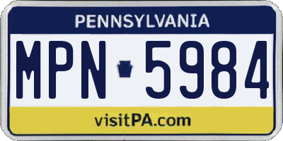 PA license plate MPN5984