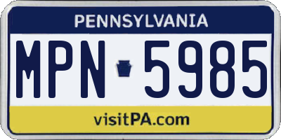 PA license plate MPN5985