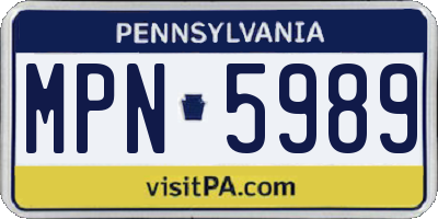 PA license plate MPN5989