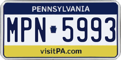 PA license plate MPN5993