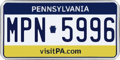 PA license plate MPN5996
