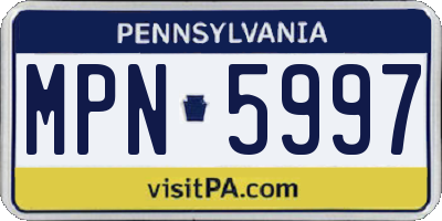 PA license plate MPN5997