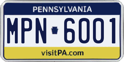 PA license plate MPN6001