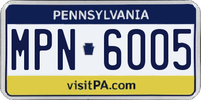 PA license plate MPN6005