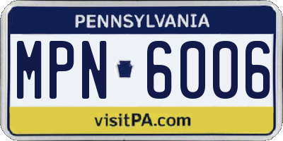 PA license plate MPN6006