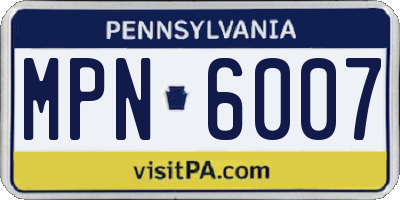 PA license plate MPN6007
