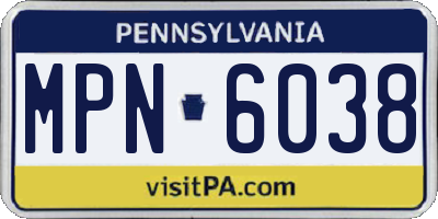 PA license plate MPN6038