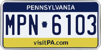 PA license plate MPN6103