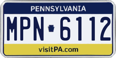 PA license plate MPN6112