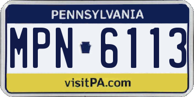 PA license plate MPN6113