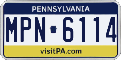 PA license plate MPN6114