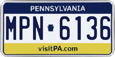PA license plate MPN6136