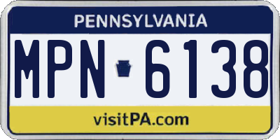 PA license plate MPN6138