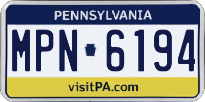 PA license plate MPN6194