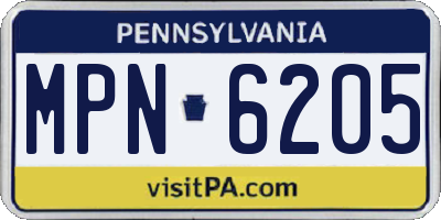 PA license plate MPN6205