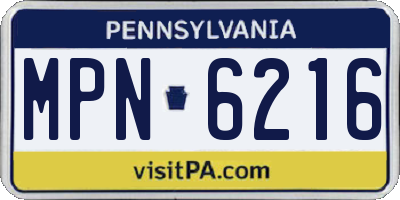 PA license plate MPN6216