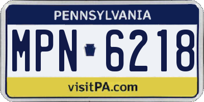 PA license plate MPN6218