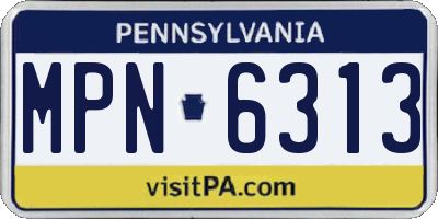 PA license plate MPN6313