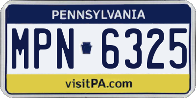PA license plate MPN6325