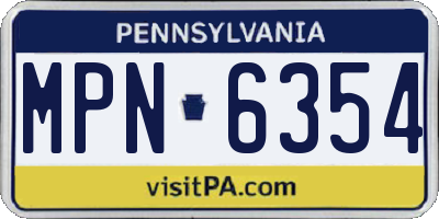 PA license plate MPN6354