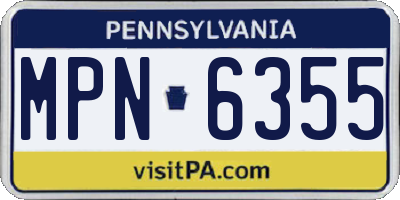 PA license plate MPN6355