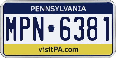 PA license plate MPN6381