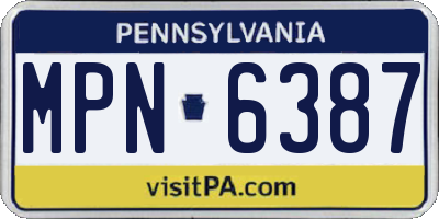 PA license plate MPN6387