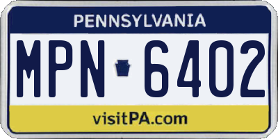 PA license plate MPN6402