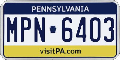 PA license plate MPN6403