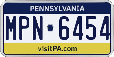 PA license plate MPN6454