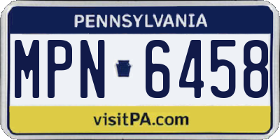 PA license plate MPN6458