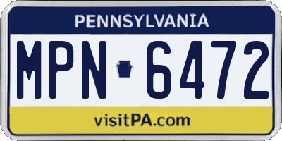PA license plate MPN6472
