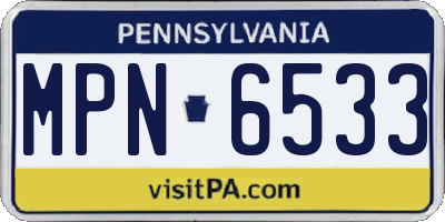 PA license plate MPN6533