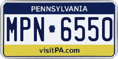 PA license plate MPN6550