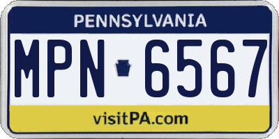 PA license plate MPN6567