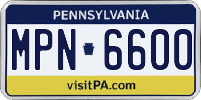 PA license plate MPN6600