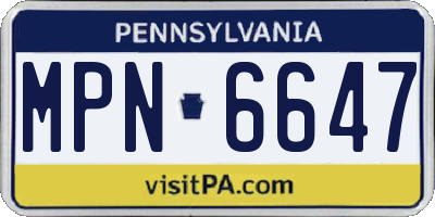 PA license plate MPN6647