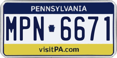 PA license plate MPN6671