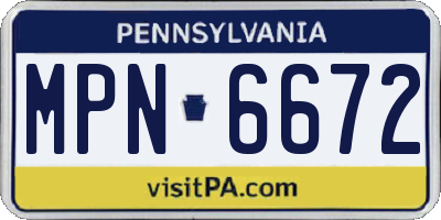 PA license plate MPN6672