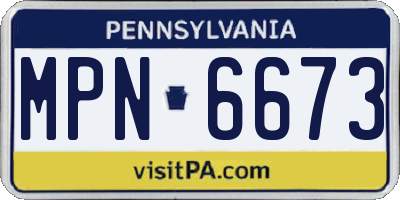 PA license plate MPN6673