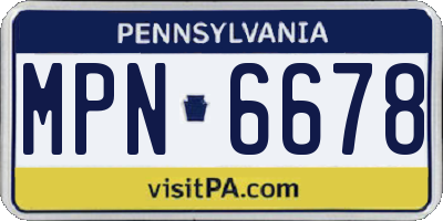 PA license plate MPN6678
