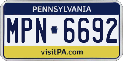PA license plate MPN6692