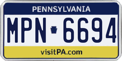 PA license plate MPN6694