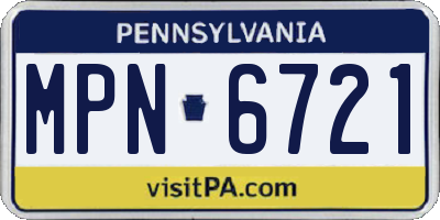 PA license plate MPN6721