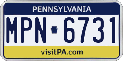 PA license plate MPN6731